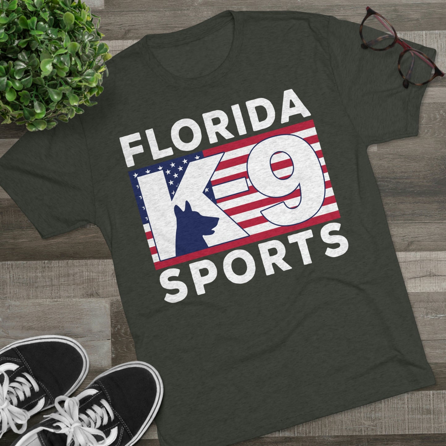 FL K9 Flag Full Front Tri-Blend Crew Tee