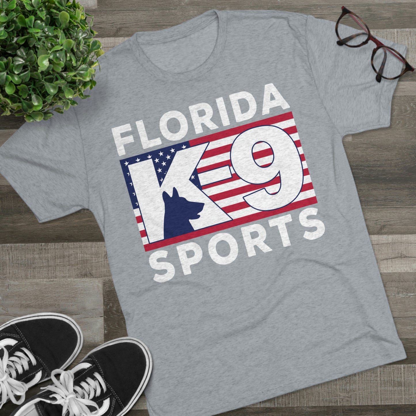 FL K9 Flag Full Front Tri-Blend Crew Tee