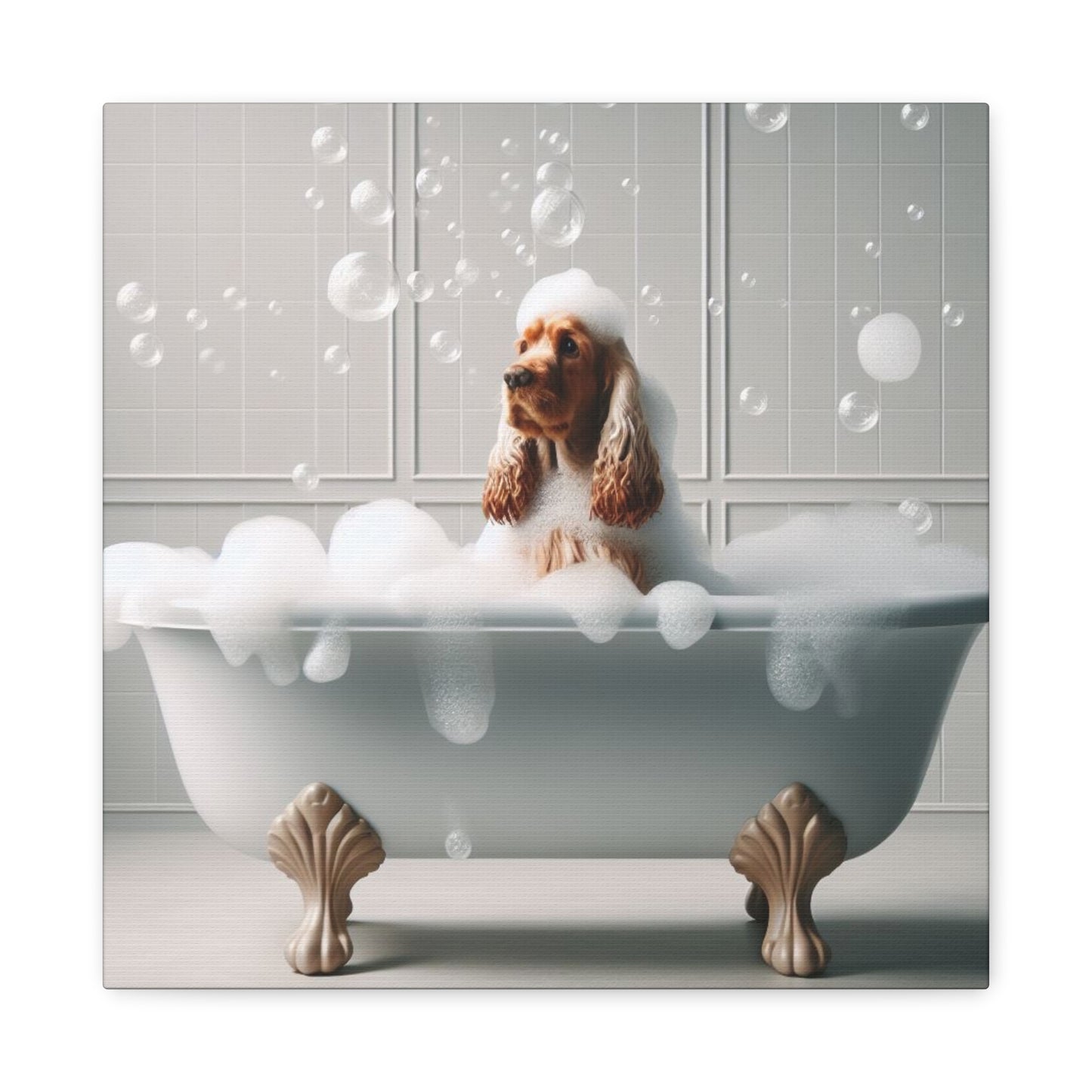 Love Your Breed - Cocker Spaniel Bathtub Bubbles - Matte Stretched Canvas