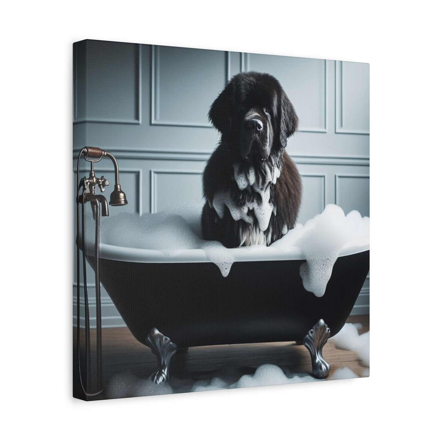 Love Your Breed - Newfoundland Bathtub Bubbles - Matte Stretched Canvas