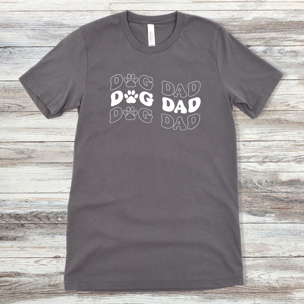 
                      
                        Text reading "Dog Dad" on an Asphalt Tee
                      
                    